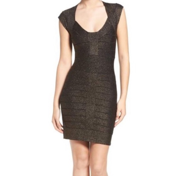 French Connection | Dresses | French Connection Dani Black Metallic Bandage  Bodycon Dress Sz | Poshmark